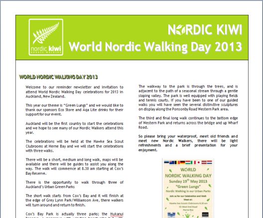 World Nordic Walking Day 2013 Newsletter